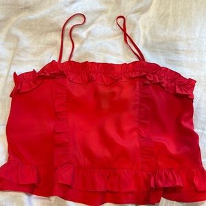Red crop top with ruffles